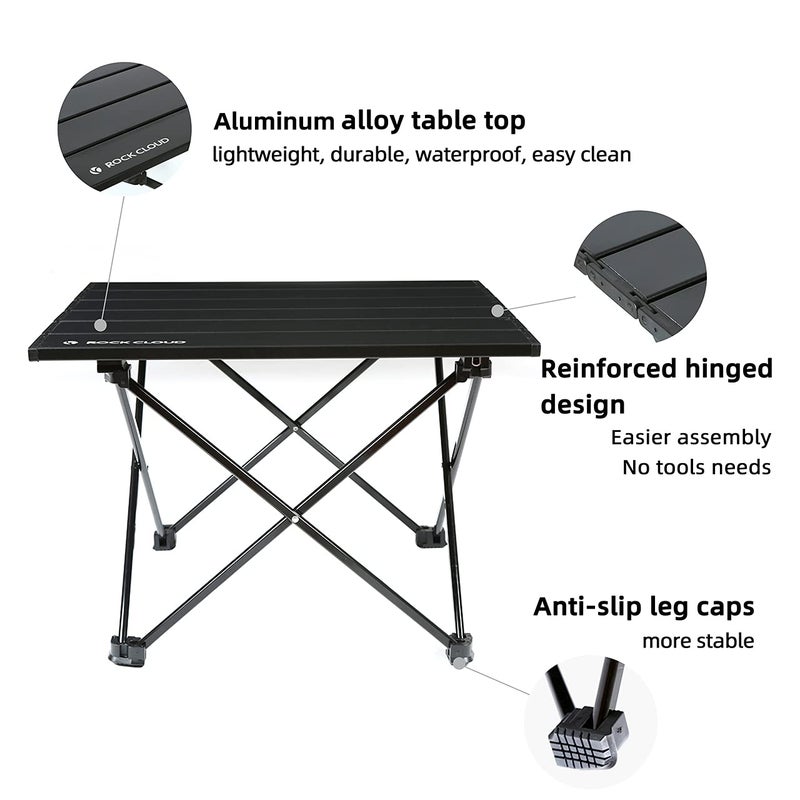 ROCK CLOUD Portable Camping Table Ultralight Aluminum Folding Beach Table Camp for Camping Hiking Backpacking Outdoor Picnic, Black - Image 3